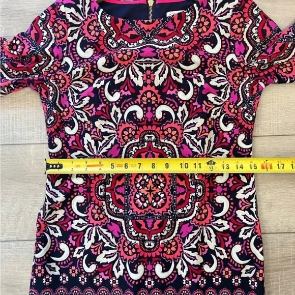 ELIZA J vibrant damask print sheath mini dress with back zipper size 2 petite - Picture 9 of 11